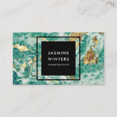 Türkisfarbener Marmor aus Goldfolie, elegant Visitenkarte (Vorderseite)