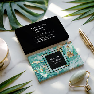 Türkisfarbener Marmor aus Goldfolie, elegant Visitenkarte
