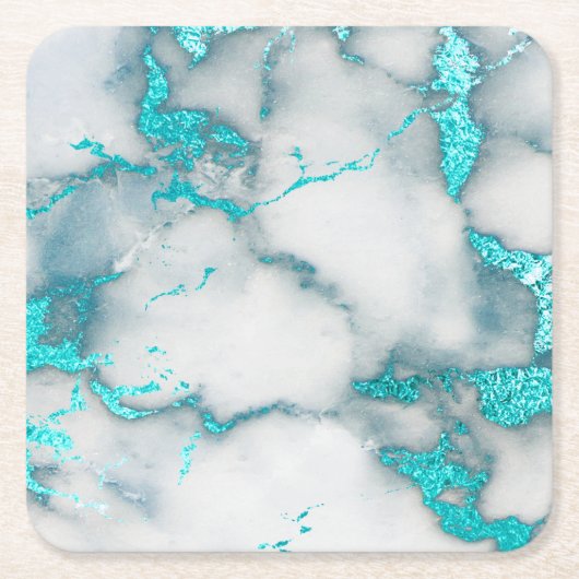 türkisfarbener Marmor Rechteckiger Pappuntersetzer (Vorderseite)