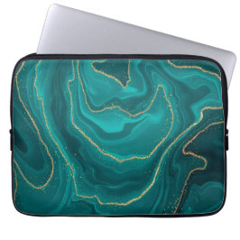 Türkisfarbener Marmorboden mit Gold Laptopschutzhülle