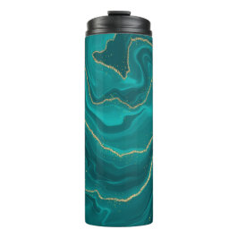 Türkisfarbener Marmorboden mit Gold Thermosbecher