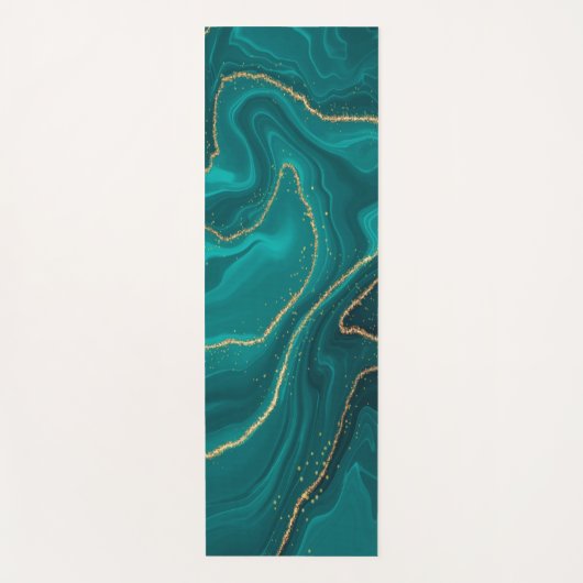 Türkisfarbener Marmorboden mit Gold Yogamatte (Vorderseite)