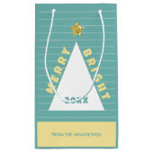 Türkisfarbener minimalistischer Christbaum-Name Kleine Geschenktüte (Rückseite)