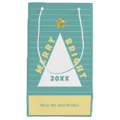 Türkisfarbener minimalistischer Christbaum-Name Kleine Geschenktüte (Vorderseite)