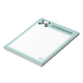 Türkisfarbener Niedlicher Panda Bär & Paws Name hi Notizblock (Rotiert)