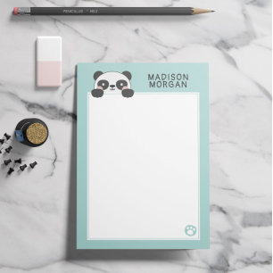 Türkisfarbener Niedlicher Panda Bär & Paws Name hi Post-it Klebezettel