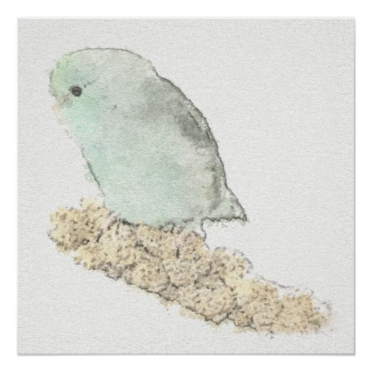Türkisfarbener Parrotlet auf der Mühle Wasserfarbe Poster (Vorderseite)