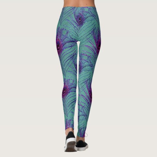 türkisfarbener Pfau Leggings (Rückseite)