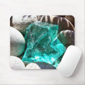 Türkisfarbener Quarz und graues Foto Mousepad (Mit Mouse)