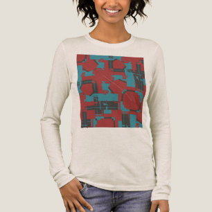 Türkisfarbener, roter, Abstrakter MCM-Look Tri-Blend Shirt