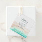 Türkisfarbener Sandstrand - Hochzeitsempfang Geschenkanhänger (Beispiel)