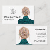 Türkisfarbener Schönheitssalon zur Illustration Visitenkarte (Vorne/Hinten)