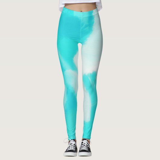 Türkisfarbener Spritzer Leggings (Vorderseite)