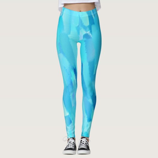 Türkisfarbener Spritzer Leggings (Vorderseite)