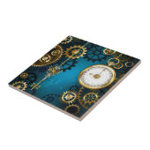 Türkisfarbener Steampun-Hintergrund mit Gänsen Fliese (Seite)