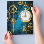 Türkisfarbener Steampun-Hintergrund mit Gänsen Flyer (Hand)