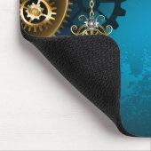 Türkisfarbener Steampun-Hintergrund mit Gänsen Mousepad (Ecke)