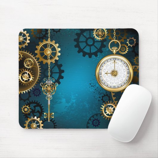 Türkisfarbener Steampun-Hintergrund mit Gänsen Mousepad (Mit Mouse)