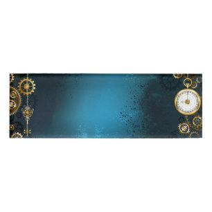 Türkisfarbener Steampun-Hintergrund mit Gänsen Namenschild