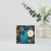 Türkisfarbener Steampun-Hintergrund mit Gänsen Telefonnummerkarte (Stehend Vorderseite)