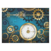 Türkisfarbener Steampun-Hintergrund mit Gänsen Tischdecke (Vorderseite (Horizontal))