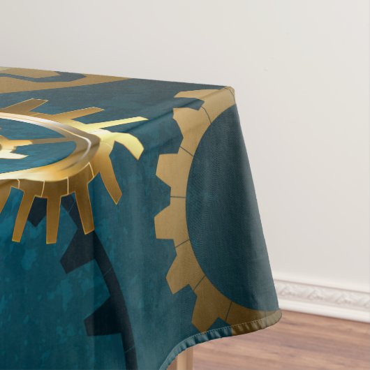 Türkisfarbener Steampun-Hintergrund mit Gänsen Tischdecke (Beispiel)