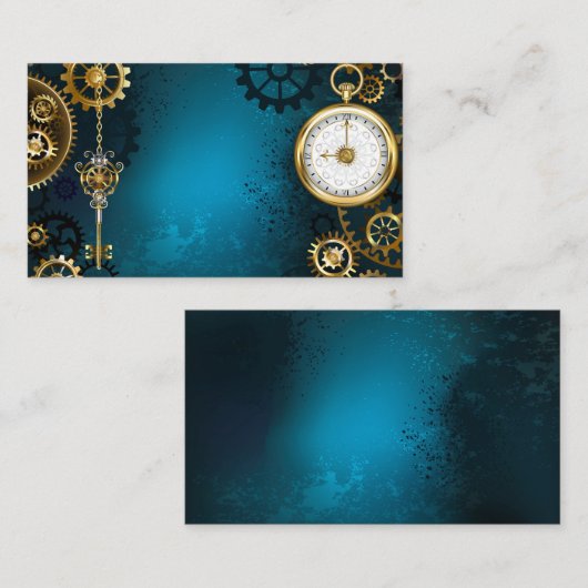 Türkisfarbener Steampun-Hintergrund mit Gänsen Visitenkarte (Vorne/Hinten)