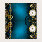 Türkisfarbener Steampun-Hintergrund mit Gänsen Visitenkarten (Außenseite Aufgefaltet)