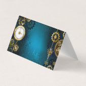 Türkisfarbener Steampun-Hintergrund mit Gänsen Visitenkarten (Rückseite)