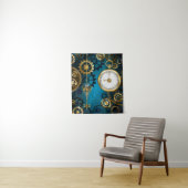 Türkisfarbener Steampun-Hintergrund mit Gänsen Wandteppich (Beispiel)