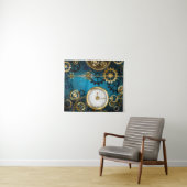 Türkisfarbener Steampun-Hintergrund mit Gänsen Wandteppich (Beispiel (Horizontal))