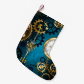 Türkisfarbener Steampunk mit Gears Kleiner Weihnachtsstrumpf (Vorderansicht (hängend))