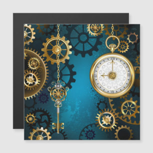 Türkisfarbener Steampunk mit Gears Magneteinladung