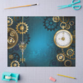 Türkisfarbener Steampunk mit Gears Seidenpapier (Basteln)