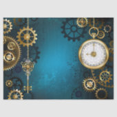Türkisfarbener Steampunk mit Gears Seidenpapier (Vorderseite)