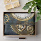 Türkisfarbener Steampunk mit Gears Seidenpapier (Geschenk)