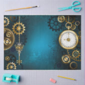 Türkisfarbener Steampunk mit Gears Seidenpapier (Basteln)