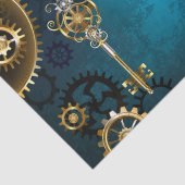 Türkisfarbener Steampunk mit Gears Seidenpapier (Detail)