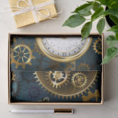 Türkisfarbener Steampunk mit Gears Seidenpapier (Geschenk)