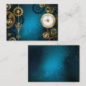 Türkisfarbener Steampunk mit Gears Telefonnummerkarte (Vorne/Hinten)