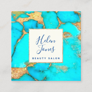 türkisfarbener Stein Quadratische Visitenkarte