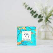 türkisfarbener Stein Quadratische Visitenkarte (Stehend Vorderseite)