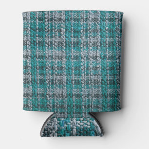 Türkisfarbener Tartan-Stoff, texturierter Hintergr Dosenkühler