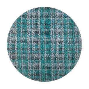 Türkisfarbener Tartan-Stoff, texturierter Hintergr Schneidebrett