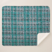 Türkisfarbener Tartan-Stoff, texturierter Hintergr Sherpadecke (Vorderseite (Horizontal))