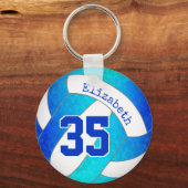 türkisfarbener und blauer personalisierter Girl-Vo Schlüsselanhänger (Vorderseite)