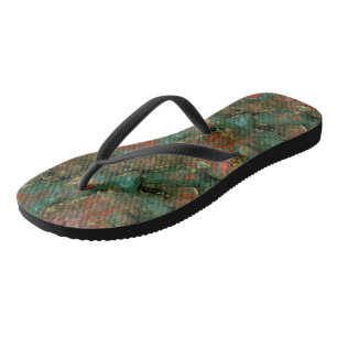 Türkisfarbener und roter Marmor abstrakt Badesandalen