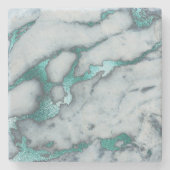 türkisfarbener und weißer Marmor Steinuntersetzer (Vorderseite)