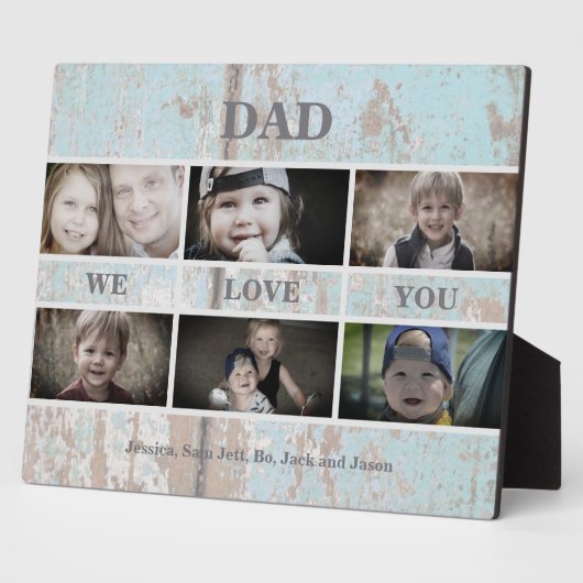 Türkisfarbener Vater Wir Liebe Sie FotoCollage Fotoplatte (Seite)