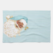 Türkisfarbener Vintager Weihnachtsmann Geschirrtuch (Horizontal)